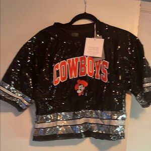 Cowboys Black and Silver Kids Sequin Top
